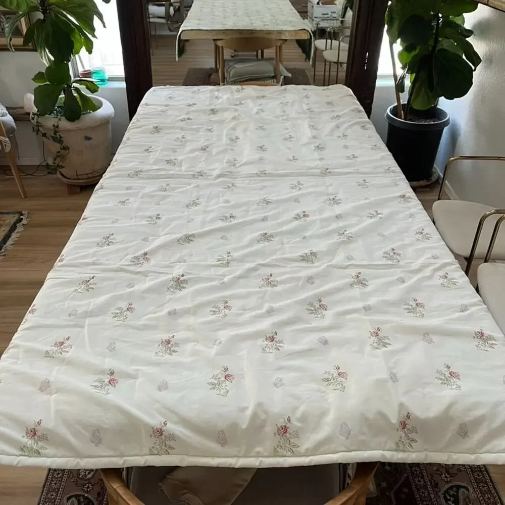 Vintage Quilt Bedspread Block Patchwork Pattern Pink Green 88 x 60